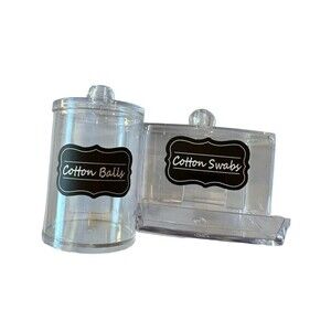 Acrylic QTip Cotton Swab and Cotton Round Ball Holder Dispenser Set